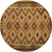 Round Southwestern Brown Country Rug, con1119brn