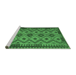 Sideview of Machine Washable Southwestern Emerald Green Country Area Rugs, wshcon1119emgrn