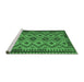 Sideview of Machine Washable Southwestern Emerald Green Country Area Rugs, wshcon1119emgrn