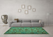 Machine Washable Southwestern Turquoise Country Area Rugs in a Living Room,, wshcon1119turq
