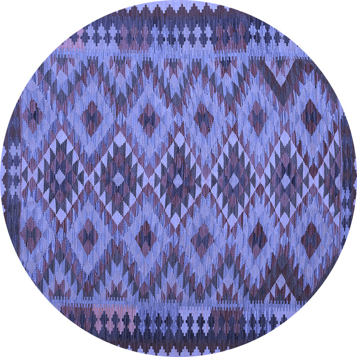 Round Southwestern Blue Country Rug, con1119blu