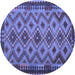 Round Southwestern Blue Country Rug, con1119blu