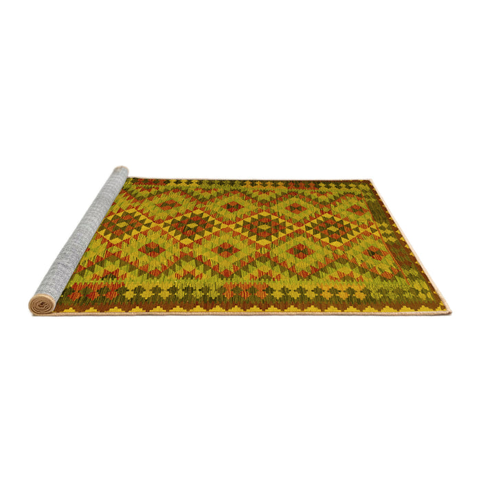 Sideview of Machine Washable Southwestern Yellow Country Rug, wshcon1119yw