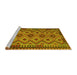 Sideview of Machine Washable Southwestern Yellow Country Rug, wshcon1119yw