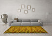 Machine Washable Southwestern Yellow Country Rug in a Living Room, wshcon1119yw