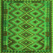 Round Machine Washable Southwestern Green Country Area Rugs, wshcon1119grn