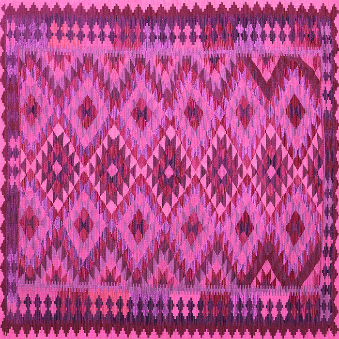 Square Machine Washable Southwestern Pink Country Rug, wshcon1119pnk