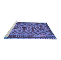 Sideview of Machine Washable Southwestern Blue Country Rug, wshcon1119blu