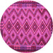 Round Southwestern Pink Country Rug, con1119pnk