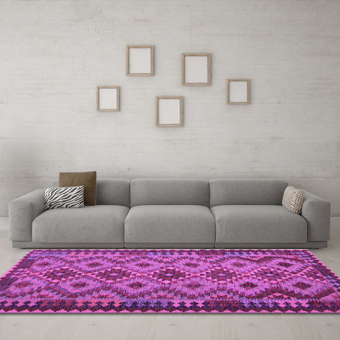 Machine Washable Southwestern Purple Country Area Rugs in a Living Room, wshcon1119pur