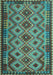 Machine Washable Southwestern Light Blue Country Rug, wshcon1119lblu