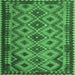 Square Machine Washable Southwestern Emerald Green Country Area Rugs, wshcon1119emgrn