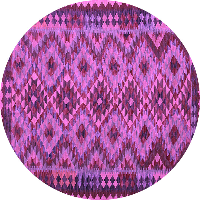Round Machine Washable Southwestern Purple Country Area Rugs, wshcon1119pur