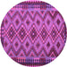 Round Machine Washable Southwestern Purple Country Area Rugs, wshcon1119pur