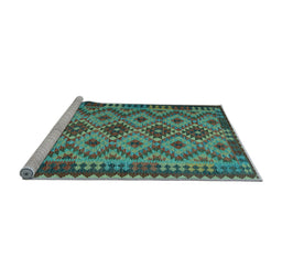 Sideview of Machine Washable Southwestern Light Blue Country Rug, wshcon1119lblu