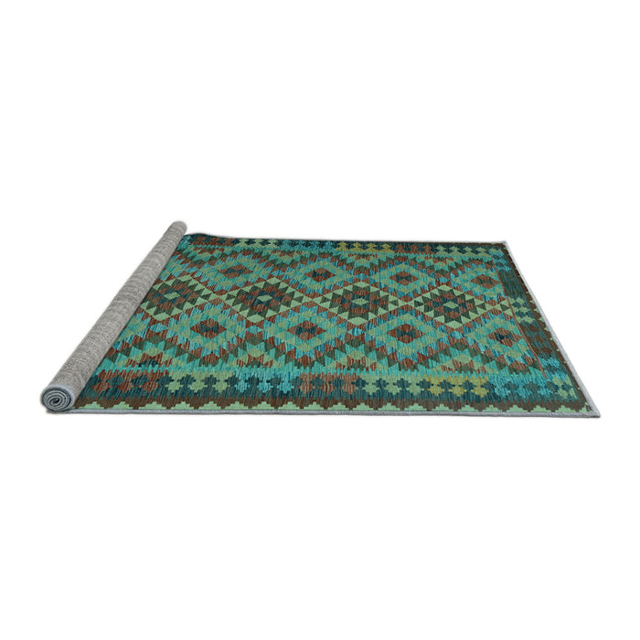 Sideview of Machine Washable Southwestern Light Blue Country Rug, wshcon1119lblu