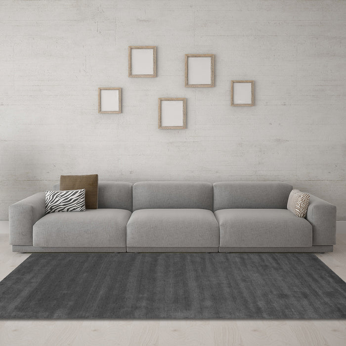 Machine Washable Abstract Gray Contemporary Rug in a Living Room,, wshcon111gry
