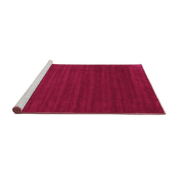 Sideview of Machine Washable Abstract Pink Contemporary Rug, wshcon111pnk
