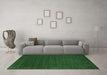 Machine Washable Abstract Emerald Green Contemporary Area Rugs in a Living Room,, wshcon111emgrn