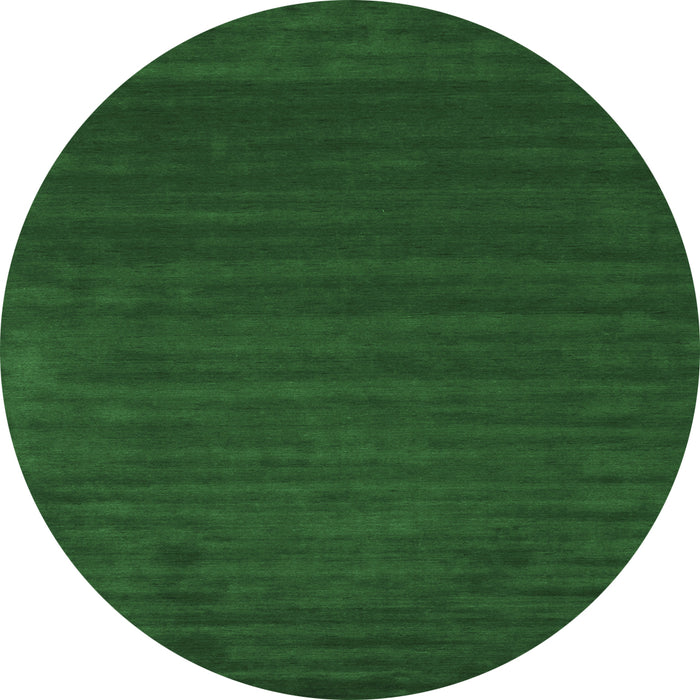 Round Machine Washable Abstract Emerald Green Contemporary Area Rugs, wshcon111emgrn