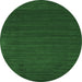 Round Machine Washable Abstract Emerald Green Contemporary Area Rugs, wshcon111emgrn