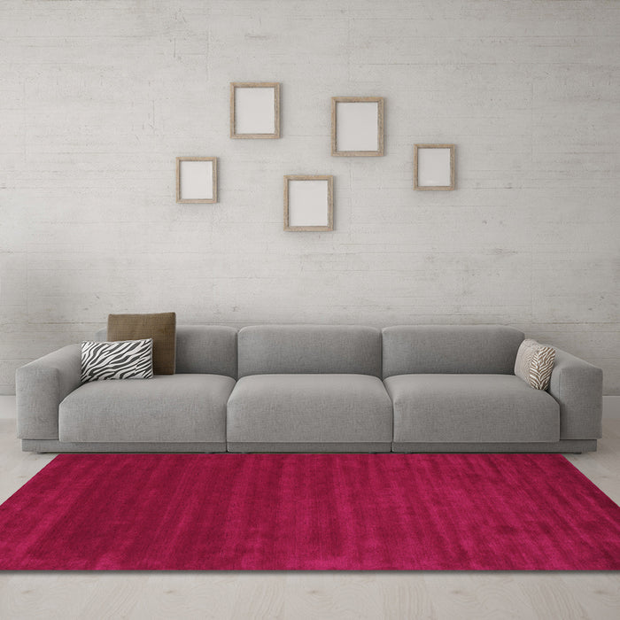 Machine Washable Abstract Pink Contemporary Rug in a Living Room, wshcon111pnk