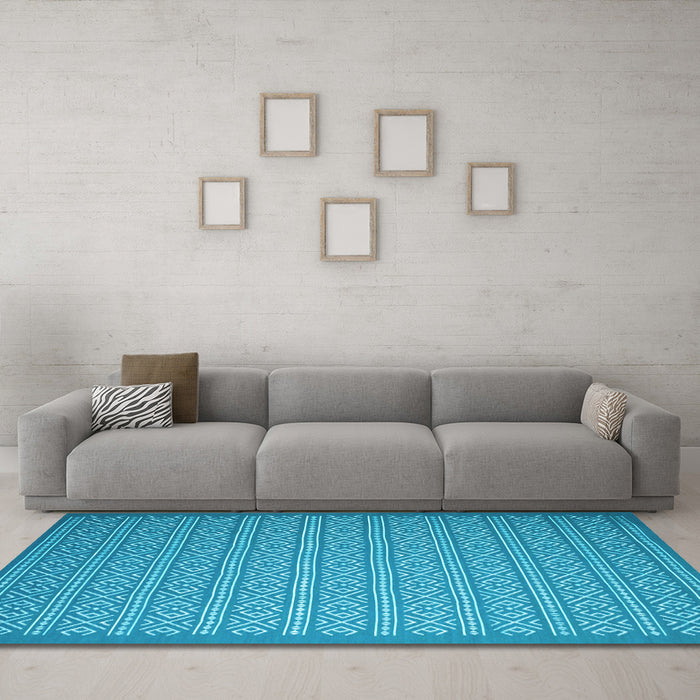 Machine Washable Abstract Light Blue Contemporary Rug in a Living Room, wshcon1120lblu