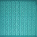 Square Machine Washable Abstract Turquoise Contemporary Area Rugs, wshcon1120turq