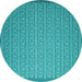 Round Abstract Turquoise Contemporary Rug, con1120turq