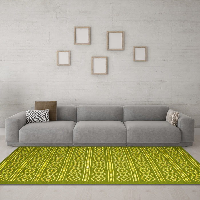 Machine Washable Abstract Yellow Contemporary Rug in a Living Room, wshcon1120yw