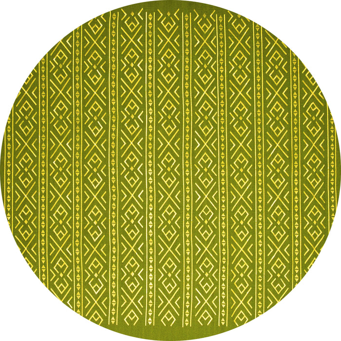 Round Machine Washable Abstract Yellow Contemporary Rug, wshcon1120yw