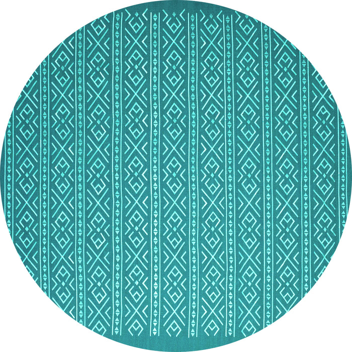 Round Machine Washable Abstract Turquoise Contemporary Area Rugs, wshcon1120turq
