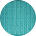 Round Machine Washable Abstract Turquoise Contemporary Area Rugs, wshcon1120turq