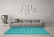Machine Washable Abstract Turquoise Contemporary Area Rugs in a Living Room,, wshcon1120turq