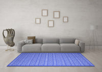 Machine Washable Abstract Blue Contemporary Rug, wshcon1120blu