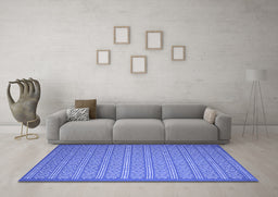 Machine Washable Abstract Blue Contemporary Rug in a Living Room, wshcon1120blu
