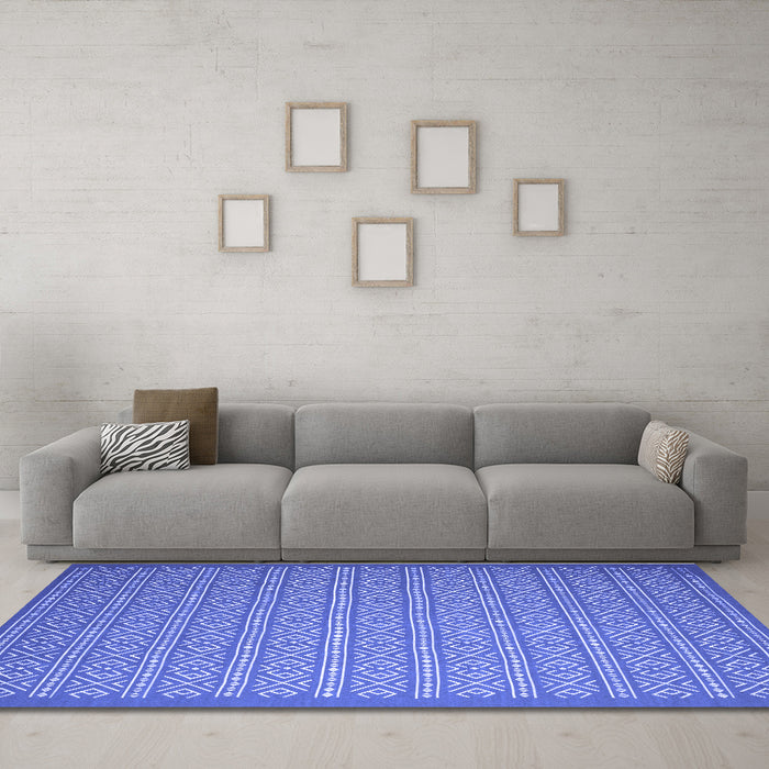 Machine Washable Abstract Blue Contemporary Rug in a Living Room, wshcon1120blu