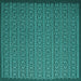 Square Machine Washable Abstract Turquoise Contemporary Area Rugs, wshcon1121turq