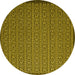 Round Abstract Yellow Contemporary Rug, con1121yw