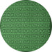Round Machine Washable Abstract Emerald Green Contemporary Area Rugs, wshcon1121emgrn