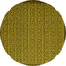 Round Machine Washable Abstract Yellow Contemporary Rug, wshcon1121yw
