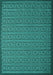 Machine Washable Abstract Turquoise Contemporary Area Rugs, wshcon1121turq