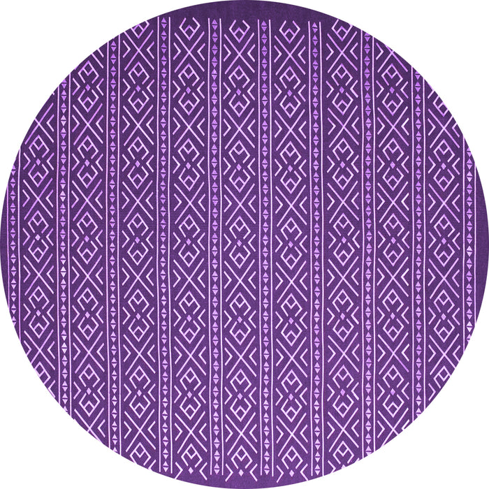 Round Abstract Purple Contemporary Rug, con1121pur