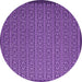 Round Abstract Purple Contemporary Rug, con1121pur