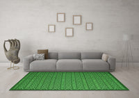 Machine Washable Abstract Green Contemporary Rug, wshcon1121grn