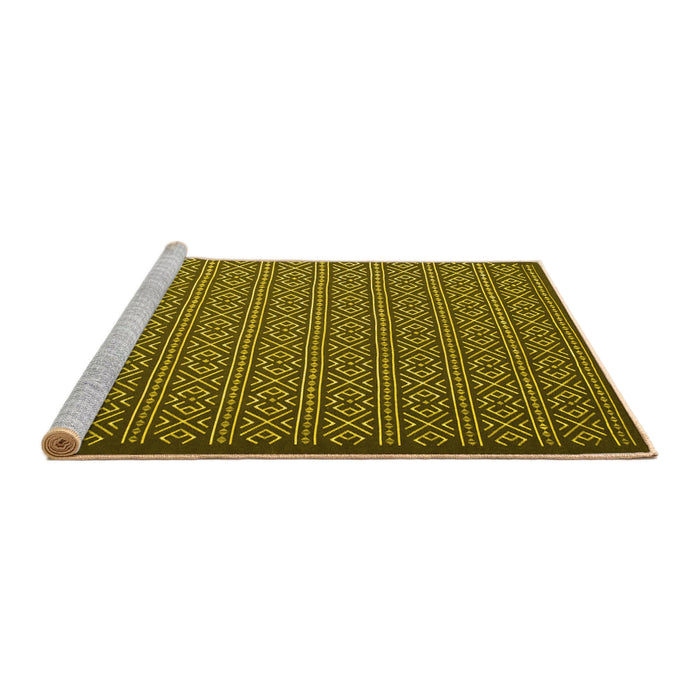 Sideview of Machine Washable Abstract Yellow Contemporary Rug, wshcon1121yw
