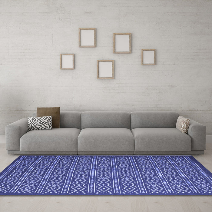 Machine Washable Abstract Blue Contemporary Rug in a Living Room, wshcon1121blu