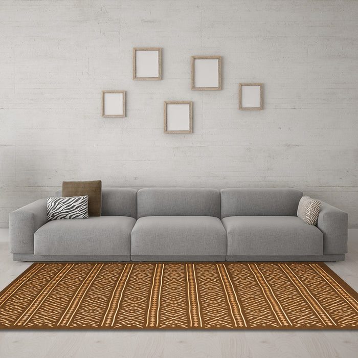 Machine Washable Abstract Orange Contemporary Area Rugs in a Living Room, wshcon1121org