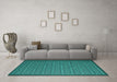 Machine Washable Abstract Turquoise Contemporary Area Rugs in a Living Room,, wshcon1121turq