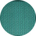 Round Abstract Turquoise Contemporary Rug, con1121turq